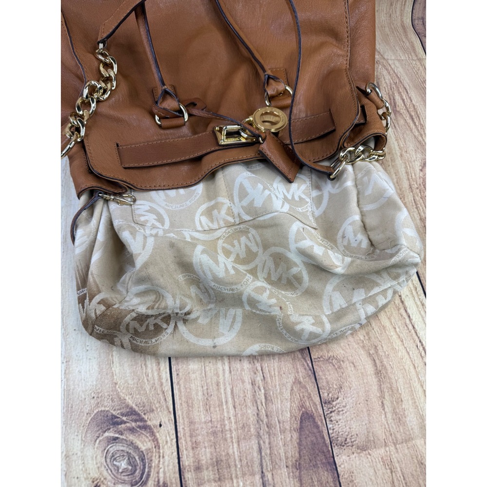 Michael Kors Hamilton Tan Leather Tote Bag and Matching Wallet Set Gold Hardware - Picture 9 of 16